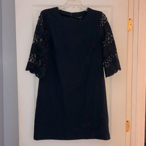 Navy Banana Republic dress with bell lace sleeves. Size 8